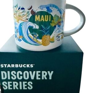 Starbucks Maui Ceramic Mug Blue, Green & Yellow Tropical Design Brand NEW